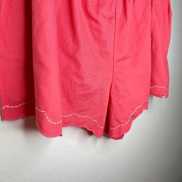 NWT by Anthropologie Linen Double Waistband Coral Contrast Stitch Shorts XL - Picture 9 of 15